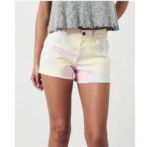 Hollister pastel tie-dye raw hem high-rise cut off jean shorts size 26